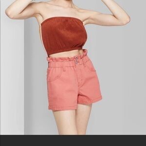 Wild Fable Paper bag High Rise Double Button Denim Shorts